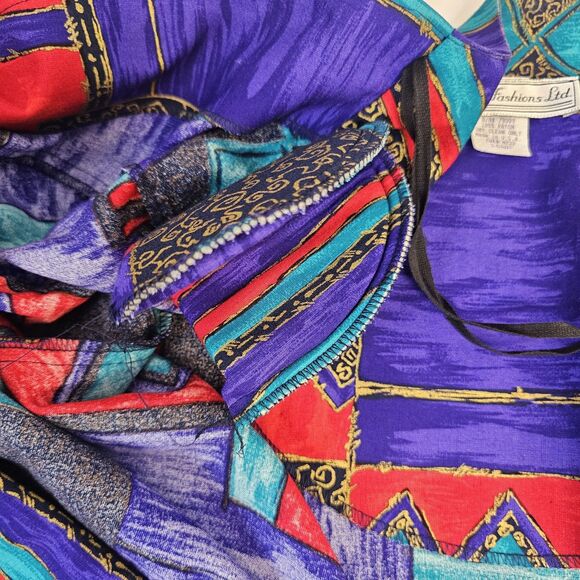 Meryl Fashion Vintage Rare Women 80s Blazer Multicolored Shoulder Pad Sz 16 S363 - Picture 8 of 9